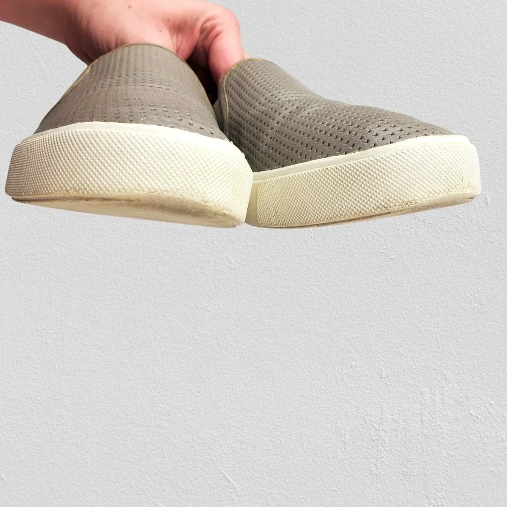 Vince Blair‎ Taupe Brown Perforated Leather Slip On Sneakers Womens Size 10
